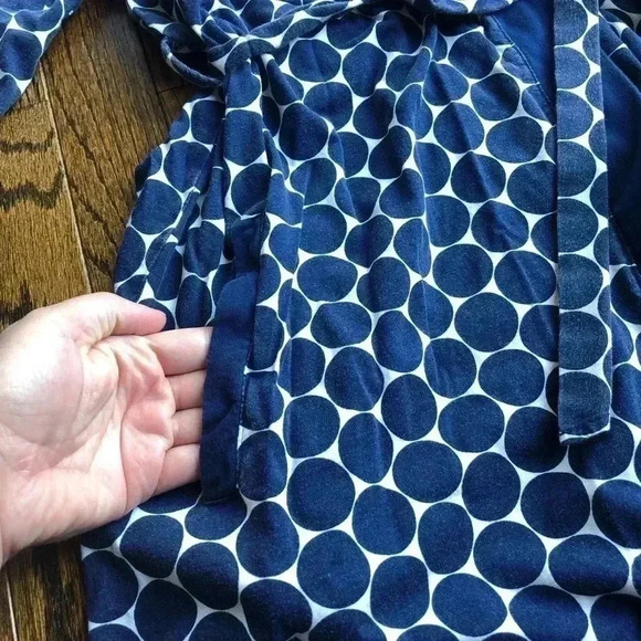 Kate Spade Women’s XS/S Cotton-Blend Navy Blue Polka Dot Robe - Picture 4 of 10